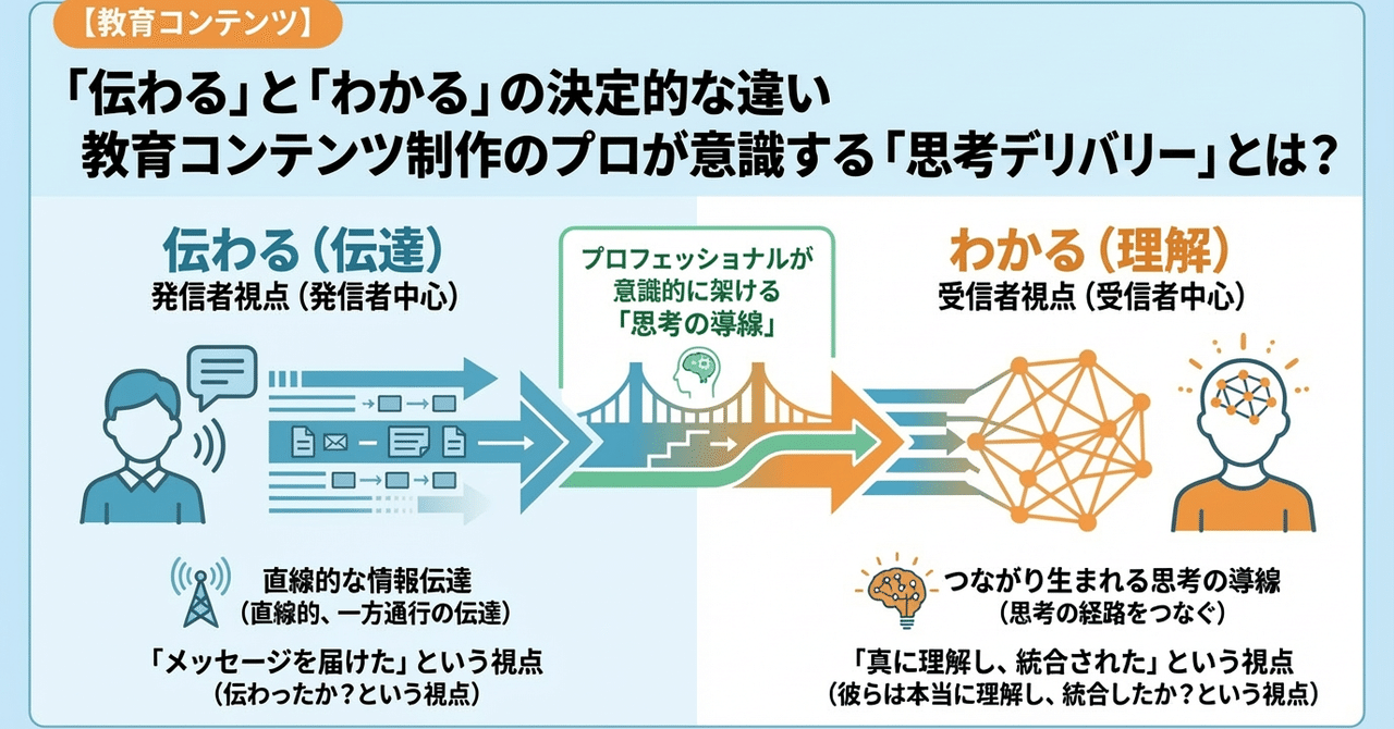 「伝わる」と「わかる」の決定的な違い｜教育コンテンツ制作のプロが意識する「思考のデリバリー」とは？